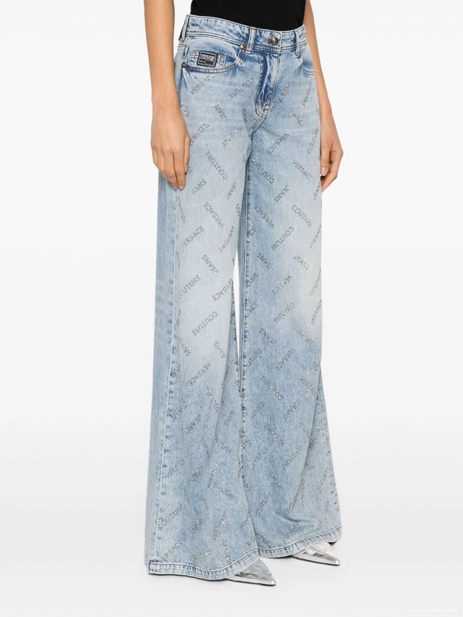Affordable jeans Jeans Versace straight-leg Couture Women crystal-logo 0325